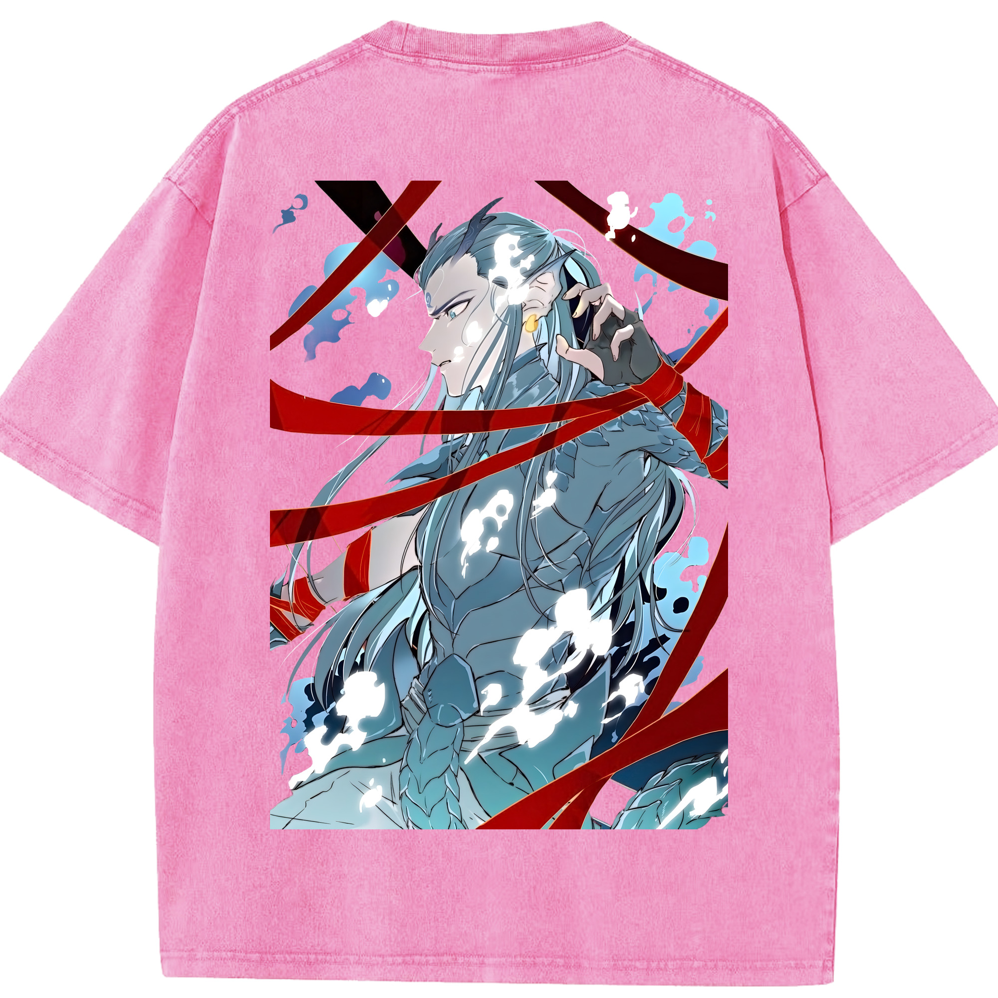 （画像用） Ne Zha 2 ナタ 魔童の大暴れ 綿100% ヴィンテージ風 半袖Tシャツ（背面プリント）